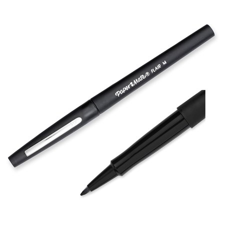 Paper Mate Flair Felt Tip Pens, Medium, Black, PK12, 12PK 84301